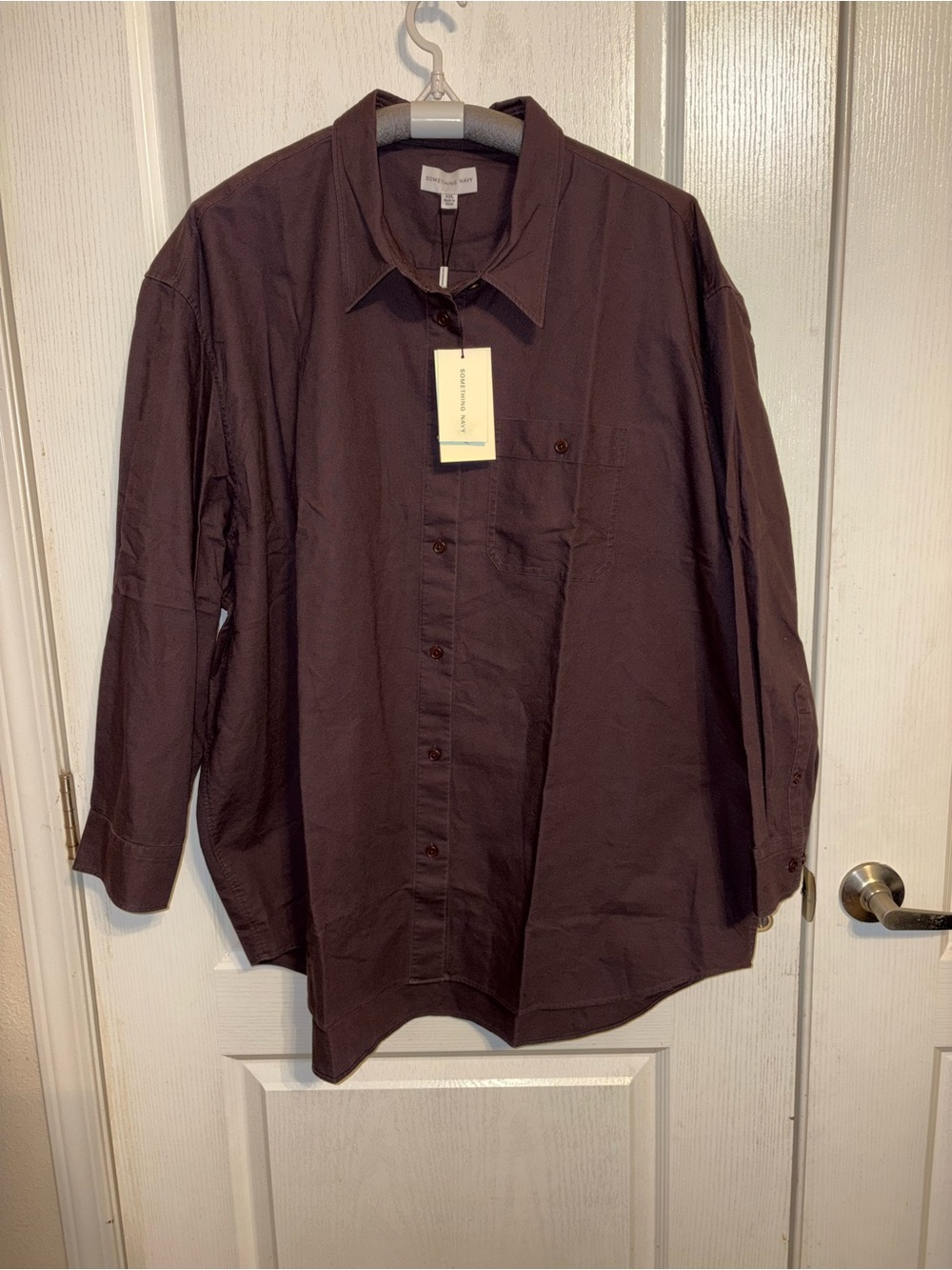 Something Navy Women's Button-Down oversized Shirt in Dark Brown